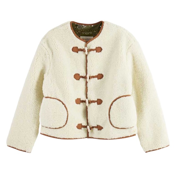 Scotch & Soda Short Teddy Jacket in Off White (M) - Picture 6 of 15